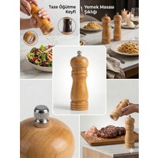 Plastora Home Bambu Gövdeli Komple Ahşap Tuz Karabiber Değirmeni Baharat Öğütücüsü