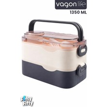 Özbience Büyük Kapasiteli Paslanmaz Çelik Bento Öğle Yemeği Kutusu, 2 Katlı, Üç Bölmeli