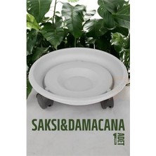 Pileli Store Turk Tekerlekli Saksı Altığı 37 cm Beyaz