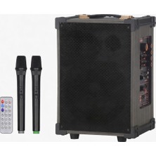 Sezy Taşınabilir Party Speaker 40w Bluetooth Hoparlör 8 Bass 2 Kablosuz Mikrofon Hp-976 Siyah