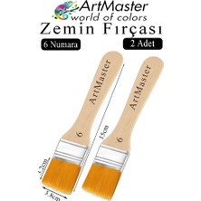 ArtMaster Zemin Fırçası 6 Numara 2 Adet Boya Fırçası Sentetik Ipek Uçlu Kıl Akrilik Guaj Yağlı Boya Fırçası Zemin Fırça No:6