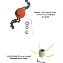 Be-Welt Motorlu Tırpan Zincirli Başlık Universal Canavar Başlık (Benzinli) + Motorlu Tırpan Uyumlu Ahtapot/örümcek Misina Başlık