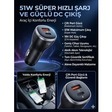 HiboTekno A5 51W 6A Süper Hızlı Araç Şarj Cihazı Ultra Performanslı Şarj Başlığı - Güvenli & Kompakt Tasarım