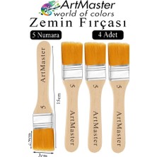 ArtMaster Zemin Fırçası 5 Numara 4 Adet Boya Fırçası Sentetik Ipek Uçlu Kıl Akrilik Guaj Yağlı Boya Fırçası Zemin Fırça No:5