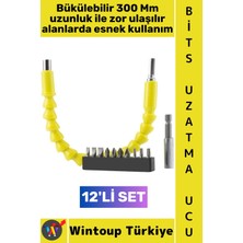 Wintoup #uzatmaucu Manuel Elektrikli Vidalama Dar Zor Köşe Akrobat Bükülebilir Esnek Bits Uzatma Seti 12 Parça