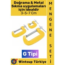 Wintoup #mengene Dayanıklı Çelik Karbon Kaynak Montaj Ahşap Doğrama Metal Sıkma 3-5-7 cm G Tipi Mengene Seti 3 Parça