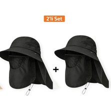 Mustran 2'li Set Uv Korumalı Sök Tak Maskeli Unisex Enseli Güneş Şapkası Outdoor Balıkçı Tarla