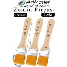 ArtMaster Zemin Fırçası 6 Numara 3 Adet Boya Fırçası Sentetik Ipek Uçlu Kıl Akrilik Guaj Yağlı Boya Fırçası Zemin Fırça No:6