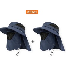 Mustran 2'li Set Uv Korumalı Sök Tak Maskeli Unisex Enseli Güneş Şapkası Outdoor Balıkçı Tarla