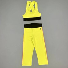 Whynot Kız Çocuk Neon  Yeşili Spor Tayt Crop Takım Yazlık Dizaltı Tayt Crop Kombin