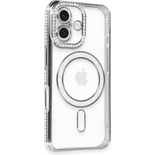 Newface Muratech New Iphone 16 Kılıf Joke Simli Magneticsafe Kılıf - Gri