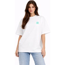 Camblys Unisex Amiri Klasik Logo Ön  Baskılı Oversize Kalın Kumaş Bol Kesim Pamuklu T-Shirt