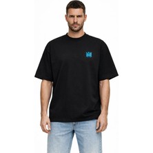 Camblys Unisex Amiri Klasik Logo Ön  Baskılı Oversize Kalın Kumaş Bol Kesim Pamuklu T-Shirt