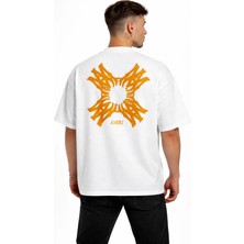 Camblys Unisex Amiri Yeni Sezon Desenli Ön Sırt Baskılı Oversize Kalın Kumaş Bol Kesim Pamuklu T-Shirt