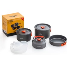 Özbience Şık 18 Parça Çelik Mutfak Seti, Kamp Tencere, Tava ve Çaydanlık Seti