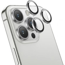 Najmaddin Hoco Crystal Clear iPhone 15 Pro-15 Pro Max Hd 3D Metal Çerçeveli Kamera Koruyucu Lens-(
