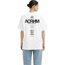 Camblys Unisex Acrnm Yeni Sezon Ön Sırt Baskılı Oversize Kalın Kumaş Bol Kesim Pamuklu T-Shirt