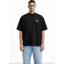 Camblys Unisex Kadın Erkek New Logo Ön Baskılı Oversize Kalın Kumaş Bol Kesim Pamuklu T-Shirt