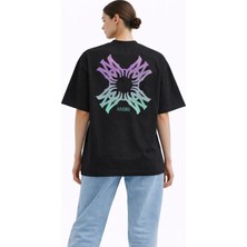 Camblys Unisex Amiri Geçiş Desenli Ön Sırt Baskılı Oversize Kalın Kumaş Bol Kesim Pamuklu T-Shirt