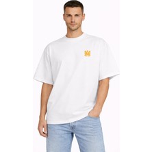 Camblys Unisex Amiri Klasik Logo Ön  Baskılı Oversize Kalın Kumaş Bol Kesim Pamuklu T-Shirt