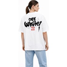 Camblys Unisex Off White Spray Desenli Sırt Baskılı Oversize Kalın Kumaş Bol Kesim Pamuklu T-Shirt