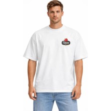 Camblys Unisex Sinner Club Logo Yenı Sezon Baskılı Oversize Kalın Kumaş Bol Kesim Pamuklu T-Shirt