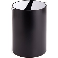 PremiumPort Şık Siyah ve Krom Banyo Çöp Kovası 3 Lt, 253X175X175 mm