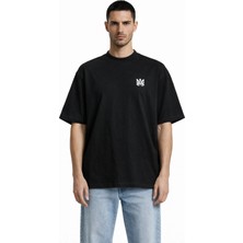 Camblys Unisex Amiri Klasik Logo Ön  Baskılı Oversize Kalın Kumaş Bol Kesim Pamuklu T-Shirt