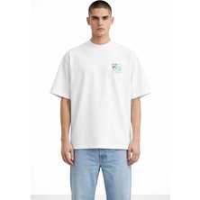 Camblys Unisex Kadın Erkek New Logo Ön Baskılı Oversize Kalın Kumaş Bol Kesim Pamuklu T-Shirt