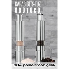 Pileli Store Turk 2'li Karabiber Tuz Öğütücü Profesyonel 304 Paslanmaz Çelik Manuel Baharat Değirmeni