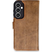 Newface Muratech New  Galaxy S23 Fe Kılıf Tr S Plus Kapaklı Kılıf - Taba