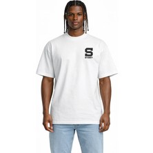 Camblys Unisex S Logo Stussy Yeni Sezon Ön Baskılı Oversize Kalın Kumaş Bol Kesim Pamuklu T-Shirt