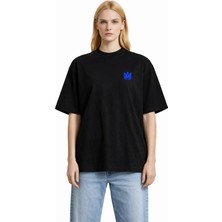 Camblys Unisex Amiri Klasik Logo Ön  Baskılı Oversize Kalın Kumaş Bol Kesim Pamuklu T-Shirt