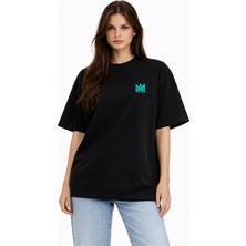 Camblys Unisex Amiri Klasik Logo Ön  Baskılı Oversize Kalın Kumaş Bol Kesim Pamuklu T-Shirt