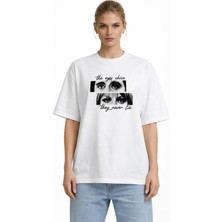 Camblys Unisex Gözler Yalan Söylemez Scarface Baskılı Oversize Kalın Kumaş Bol Kesim Pamuklu T-Shirt