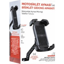 HiboTekno Motosiklet Bisiklet Telefon Tutucu Gidon ve Ayna Bağlantılı Motor Tutacağı Scooter