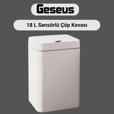 PremiumPort Pratik ve Şık Otomatik Sensörlü 18L Plastik Çöp Kovası, Beyaz