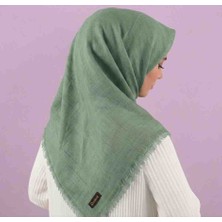 Özense Flamlı Pamuklu Terletmeyen 4 Mevsim Kullanılabilir 100X100 cm Su Yeşili Renkli Eşarp