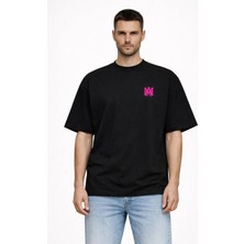 Camblys Unisex Amiri Klasik Logo Ön  Baskılı Oversize Kalın Kumaş Bol Kesim Pamuklu T-Shirt
