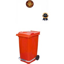 PremiumPort 120 Lt Turuncu Pedallı Dayanıklı Çöp Konteyneri, Pratik Kullanım Sağlar