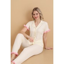 Wordex Mrn 9500 Düz Renk Pegasus Kumaş Düğmeli Kısa Kolu Kadın Pijama Takımı