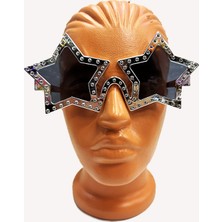 Savarga Yıldız Şekilli Parlak Metalize Parti Gözlüğü Gümüş Renk 16X7 cm (4801)