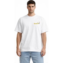 Camblys Unisex Butter Kibrit Ön Baskılı Oversize Kalın Kumaş Bol Kesim Pamuklu T-Shirt