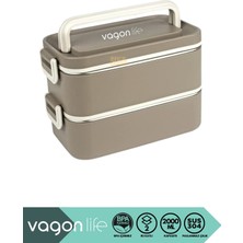 Özbience 2 Katlı Çelik Lunchbox, 3 Bölmeli, 2000ML, Pratik ve Şık Sefer Tası