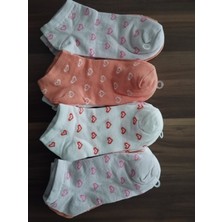 Kalp Desenli Renkli Bilek Boy Bayan Patik Çorap 12'li Paket