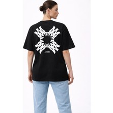 Camblys Unisex Amiri Yeni Sezon Desenli Ön Sırt Baskılı Oversize Kalın Kumaş Bol Kesim Pamuklu T-Shirt