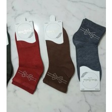 Karışık Renk Inci Taşlı Detaylı Bayan Mevsimlik Patik Çorap 12'li Paket