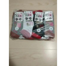 Tedy Bear-Ayıcık Desenli Bilek Kısmı Tüylü Karışık Renk Mevsimlik Pamuklu Patik Çorap 12'li Set