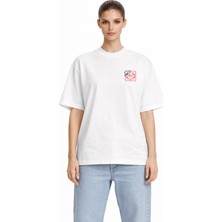 Camblys Unisex Kadın Erkek New Logo Ön Baskılı Oversize Kalın Kumaş Bol Kesim Pamuklu T-Shirt