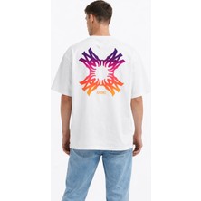 Camblys Unisex Amiri Geçiş Desenli Ön Sırt Baskılı Oversize Kalın Kumaş Bol Kesim Pamuklu T-Shirt